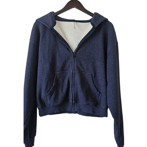 Fabletics Cropped Zip Up Hoodie Navy Blue Size L - Picture 2 of 5